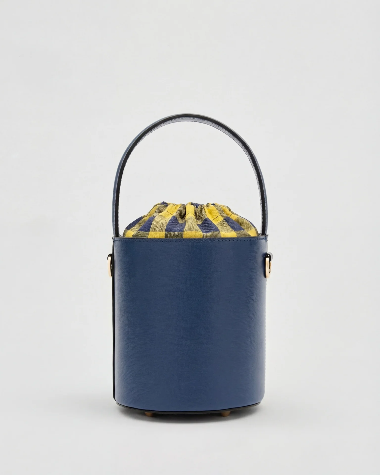 Mini Catherine blue | Navy and mustard check closure